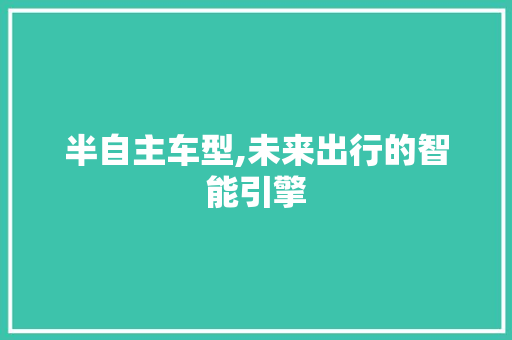 半自主车型,未来出行的智能引擎
