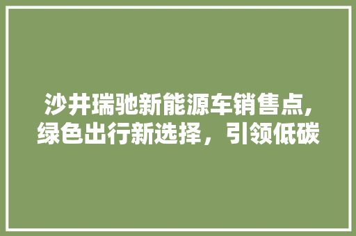 沙井瑞驰新能源车销售点,绿色出行新选择，引领低碳生活潮流