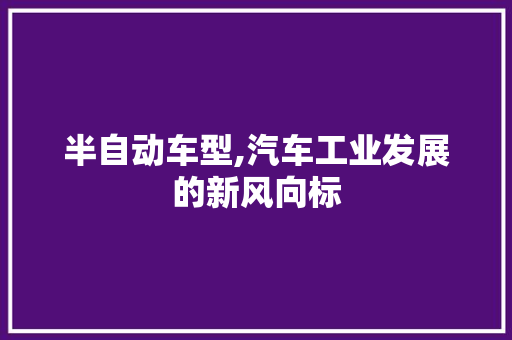 半自动车型,汽车工业发展的新风向标