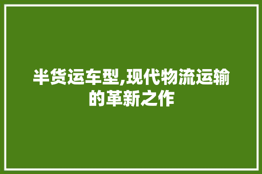 半货运车型,现代物流运输的革新之作