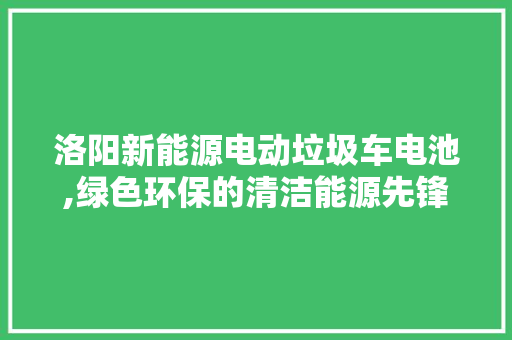 洛阳新能源电动垃圾车电池,绿色环保的清洁能源先锋