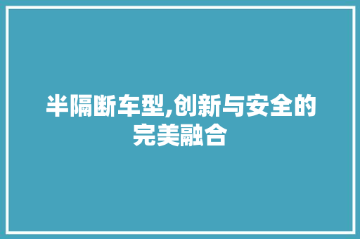 半隔断车型,创新与安全的完美融合