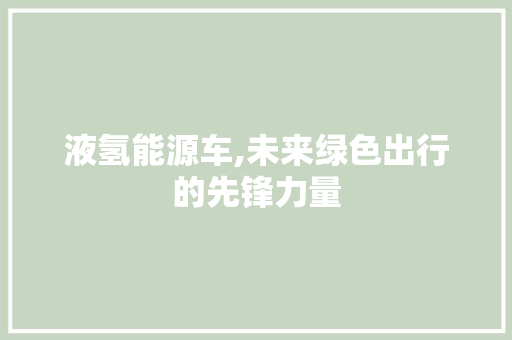 液氢能源车,未来绿色出行的先锋力量