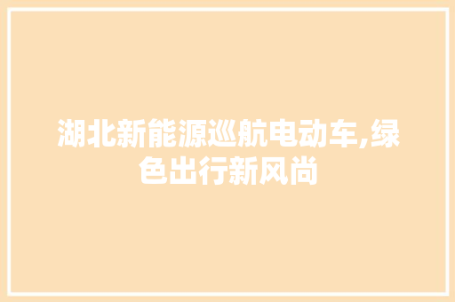 湖北新能源巡航电动车,绿色出行新风尚