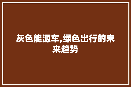 灰色能源车,绿色出行的未来趋势