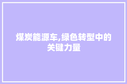 煤炭能源车,绿色转型中的关键力量