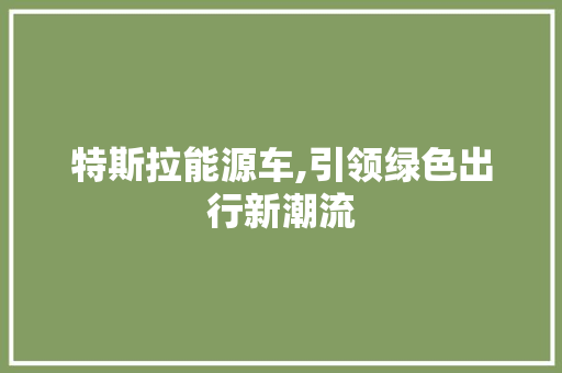特斯拉能源车,引领绿色出行新潮流
