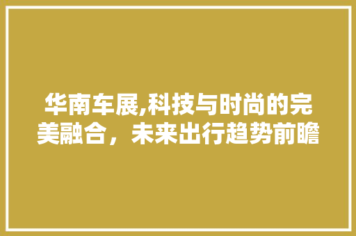 华南车展,科技与时尚的完美融合，未来出行趋势前瞻