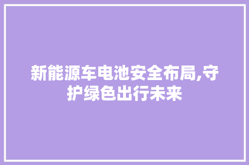 新能源车电池安全布局,守护绿色出行未来
