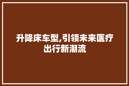 升降床车型,引领未来医疗出行新潮流