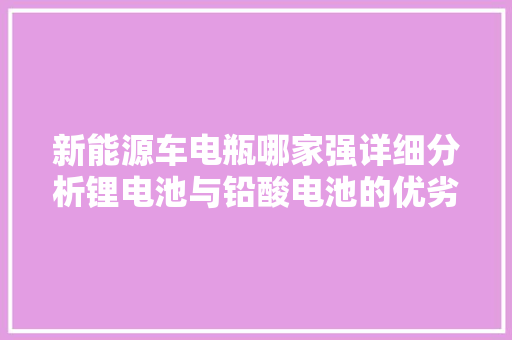新能源车电瓶哪家强详细分析锂电池与铅酸电池的优劣之争