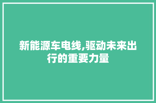 新能源车电线,驱动未来出行的重要力量