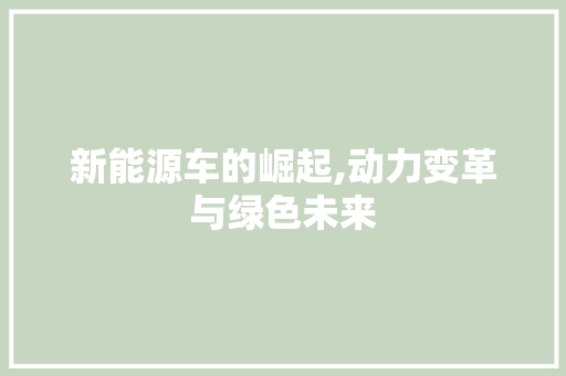 新能源车的崛起,动力变革与绿色未来
