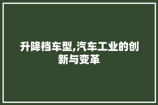 升降档车型,汽车工业的创新与变革