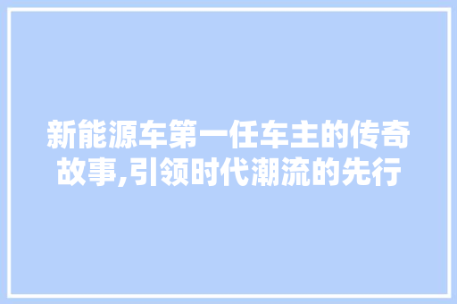 新能源车第一任车主的传奇故事,引领时代潮流的先行者