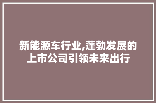 新能源车行业,蓬勃发展的上市公司引领未来出行