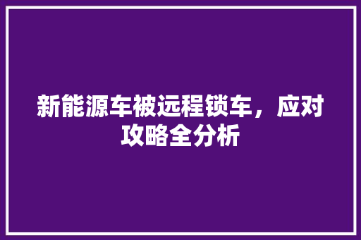 新能源车被远程锁车，应对攻略全分析