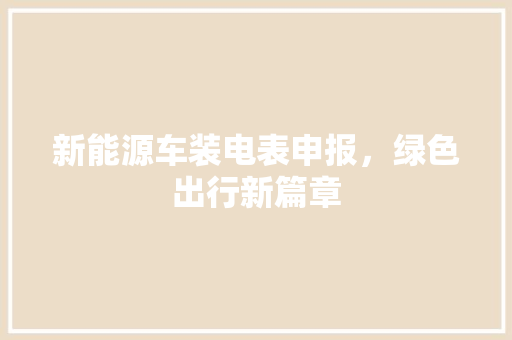 新能源车装电表申报，绿色出行新篇章