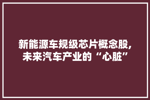 新能源车规级芯片概念股,未来汽车产业的“心脏”