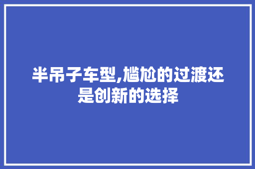 半吊子车型,尴尬的过渡还是创新的选择