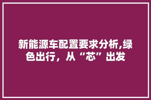新能源车配置要求分析,绿色出行，从“芯”出发