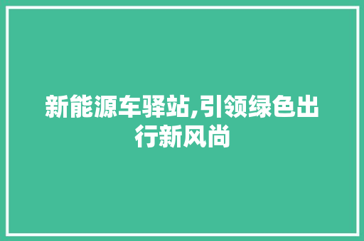 新能源车驿站,引领绿色出行新风尚