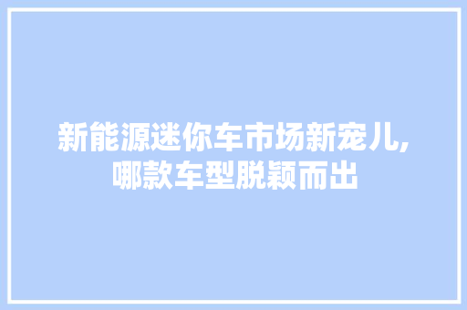 新能源迷你车市场新宠儿,哪款车型脱颖而出
