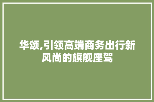 华颂,引领高端商务出行新风尚的旗舰座驾
