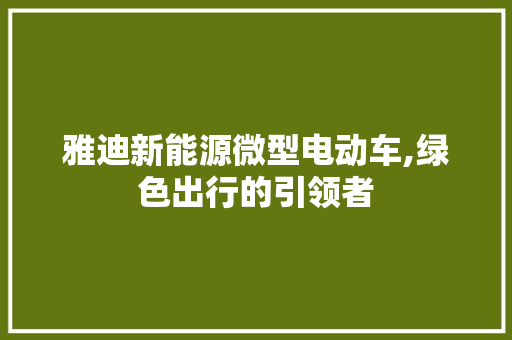 雅迪新能源微型电动车,绿色出行的引领者