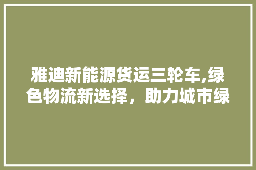 雅迪新能源货运三轮车,绿色物流新选择，助力城市绿色发展