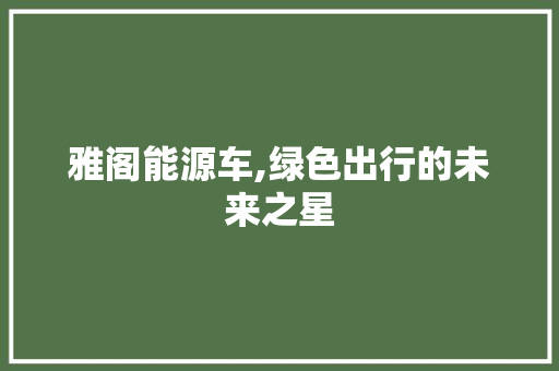 雅阁能源车,绿色出行的未来之星