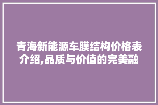 青海新能源车膜结构价格表介绍,品质与价值的完美融合