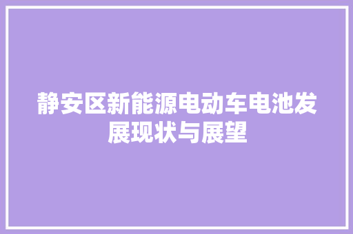 静安区新能源电动车电池发展现状与展望