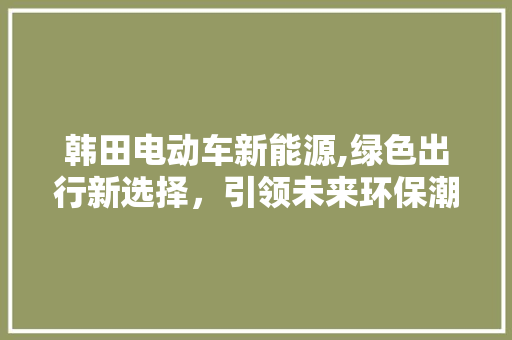 韩田电动车新能源,绿色出行新选择，引领未来环保潮流