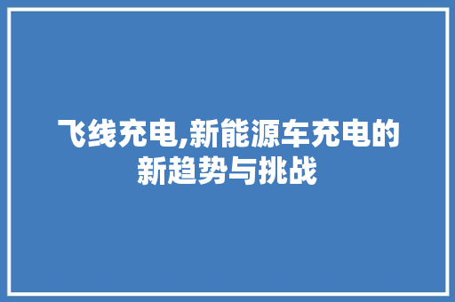 飞线充电,新能源车充电的新趋势与挑战
