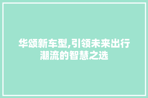 华颂新车型,引领未来出行潮流的智慧之选