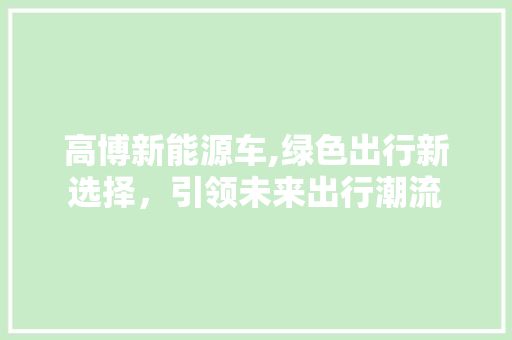 高博新能源车,绿色出行新选择，引领未来出行潮流
