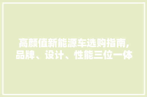 高颜值新能源车选购指南,品牌、设计、性能三位一体