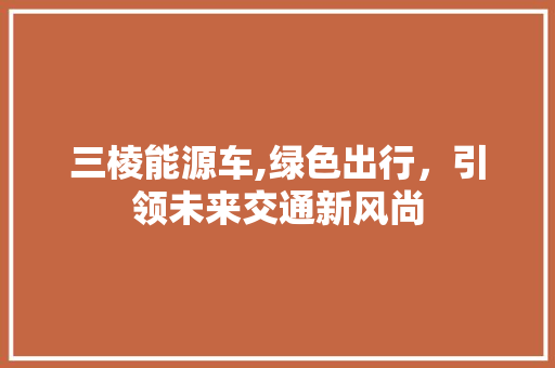 三棱能源车,绿色出行，引领未来交通新风尚