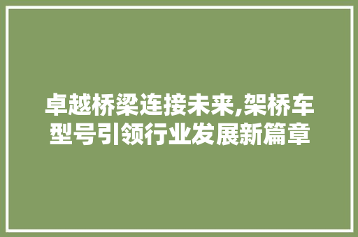 卓越桥梁连接未来,架桥车型号引领行业发展新篇章