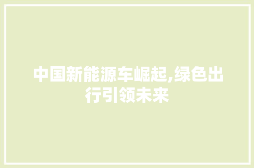 中国新能源车崛起,绿色出行引领未来