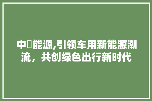 中弢能源,引领车用新能源潮流，共创绿色出行新时代
