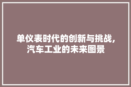 单仪表时代的创新与挑战,汽车工业的未来图景