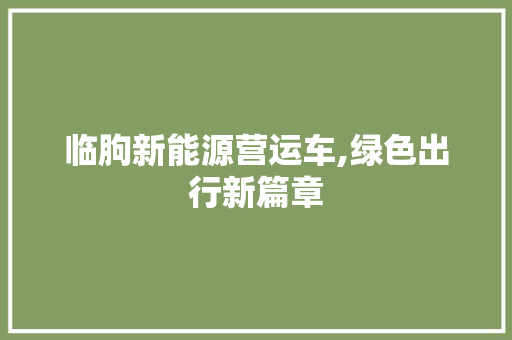 临朐新能源营运车,绿色出行新篇章