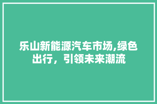乐山新能源汽车市场,绿色出行，引领未来潮流