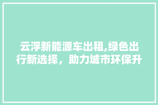 云浮新能源车出租,绿色出行新选择，助力城市环保升级