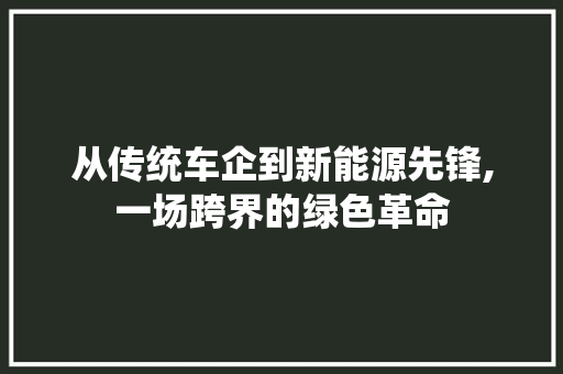 从传统车企到新能源先锋,一场跨界的绿色革命