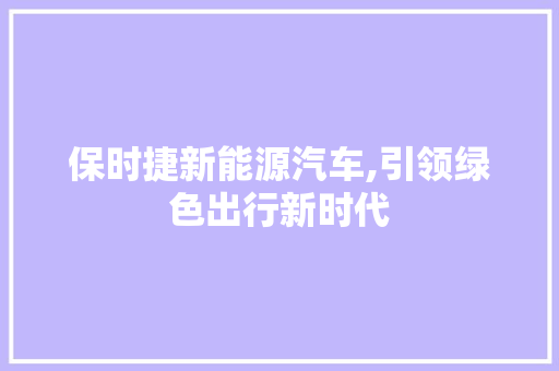 保时捷新能源汽车,引领绿色出行新时代