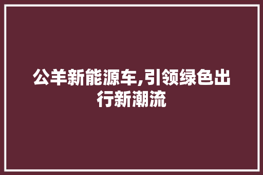 公羊新能源车,引领绿色出行新潮流