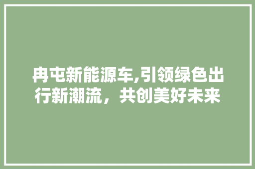 冉屯新能源车,引领绿色出行新潮流，共创美好未来